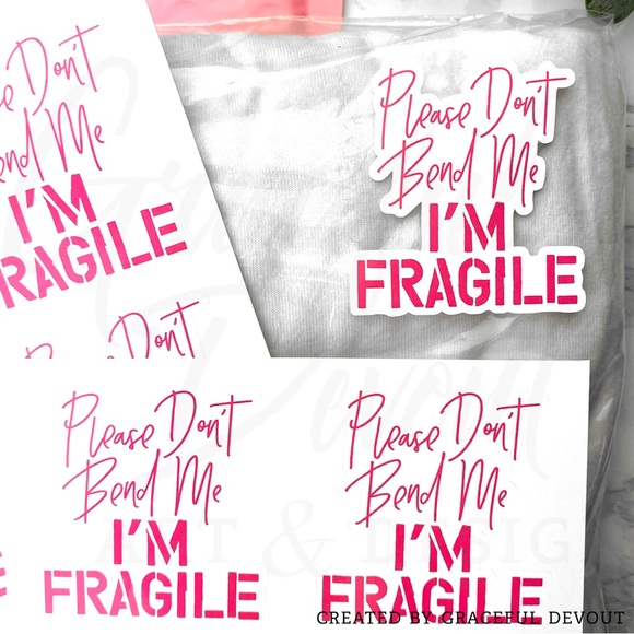 Please Don’t Bend Me I’m FRAGILE - (Pink Sticker) 2" (inches)(48ct.)[GD62-48] - Picture 4 of 4